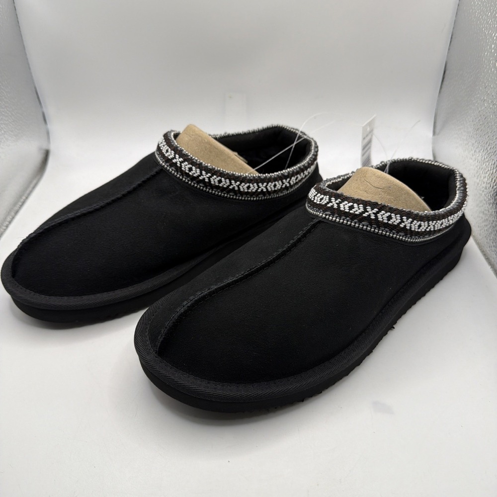 Kirkland Unisex Shearling Slipper Black Size 7 Men's/ 8 Women's New